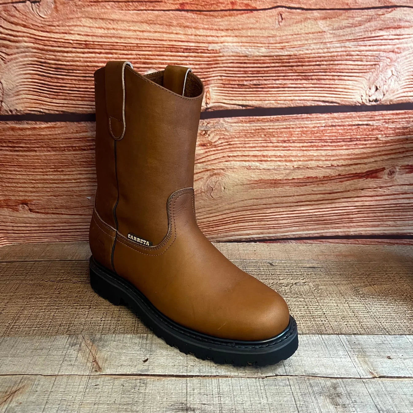 Men's Durable Truck Sole Round Toe Work Pull On Oil Resistant Leather Boots Est. 310 Gold