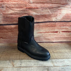 Men's Work Pull-On Steel Toe Leather Boots Truck Durable Sole Est. 410 Black