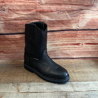 Men's Work Pull-On Steel Toe Leather Boots Truck Durable Sole Est. 410 Black