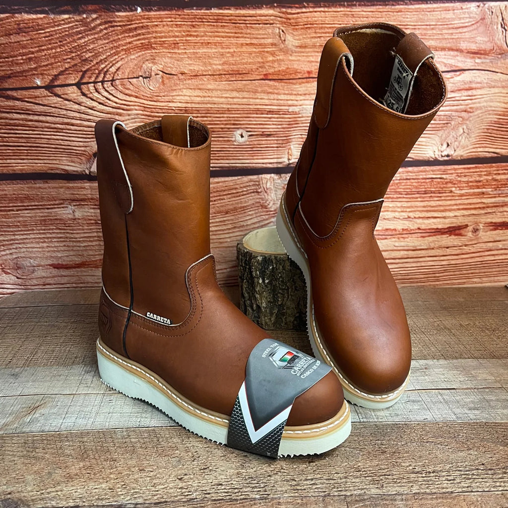 Men's Leather Light Weight Steel Toe Pull on Work Boots Est. 415