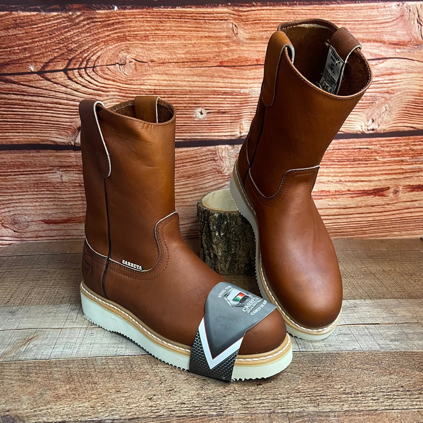 Men's Leather Light Weight Steel Toe Pull on Work Boots Est. 415