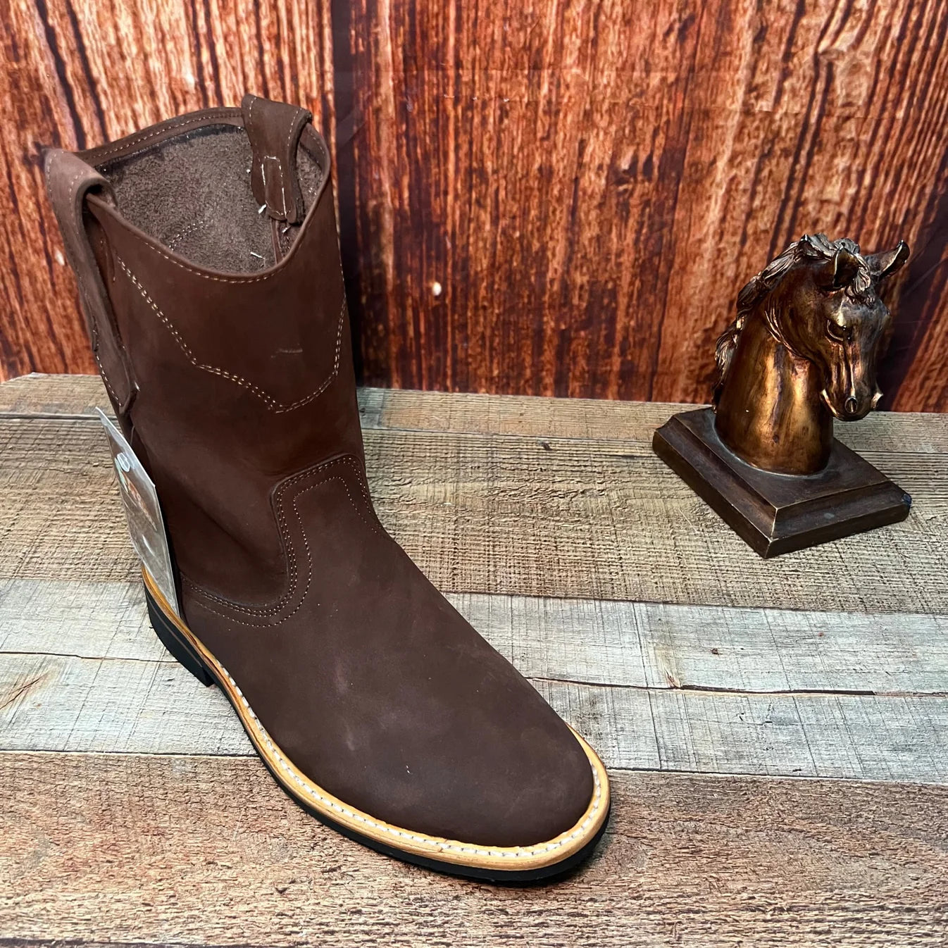 Men's Ruper Style Genuine Leather Round Soft Toe Work Boots Est. 303 Mocha