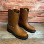 Men's Work Pull-On Steel Toe Leather Boots Truck Durable Sole Est. 410 Tan
