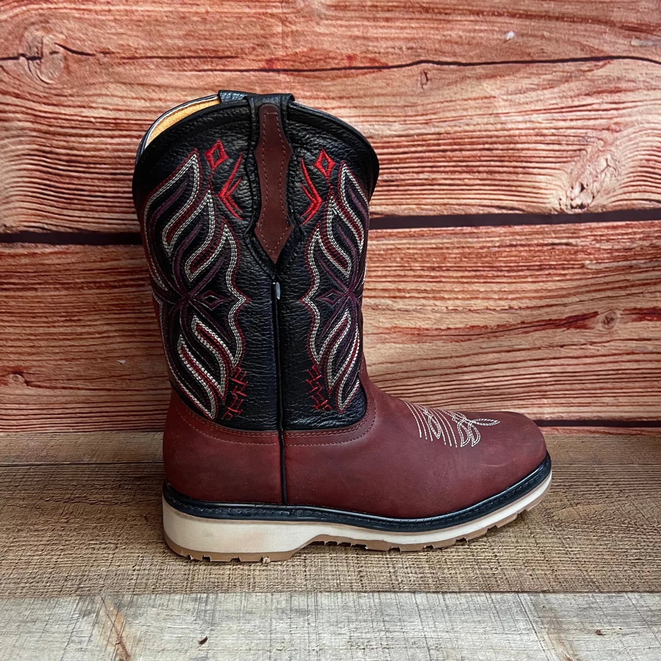Men's Best Work Ruper Rodeo Boots Genuine Leather Oil Water Resistant Est. 698 Vino
