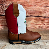 Men's Mexico Flag Leather Square Toe Cowboy Work Boot Est. 975