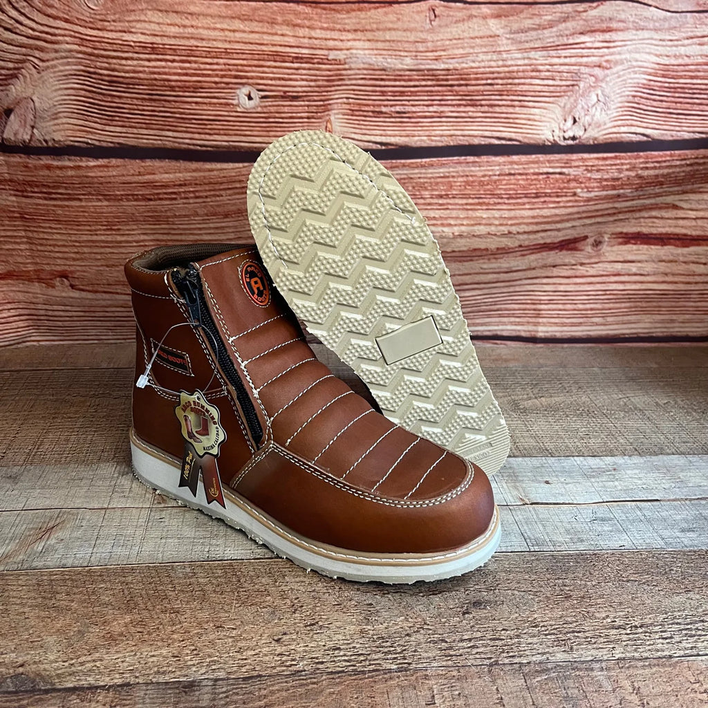 Men's Best Work Boots Zipper Genuine Leather Oil Water Resistant Est. 339 Gold