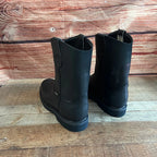 Men's Work Pull-On Steel Toe Leather Boots Truck Durable Sole Est. 410 Black