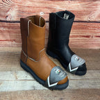 Men's Work Pull-On Steel Toe Leather Boots Truck Durable Sole Est. 410 Tan