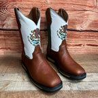 Men's Mexico Flag Leather Square Toe Cowboy Work Boot Est. 975