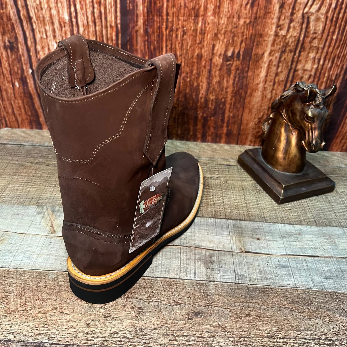 Men's Ruper Style Genuine Leather Round Soft Toe Work Boots Est. 303 Mocha