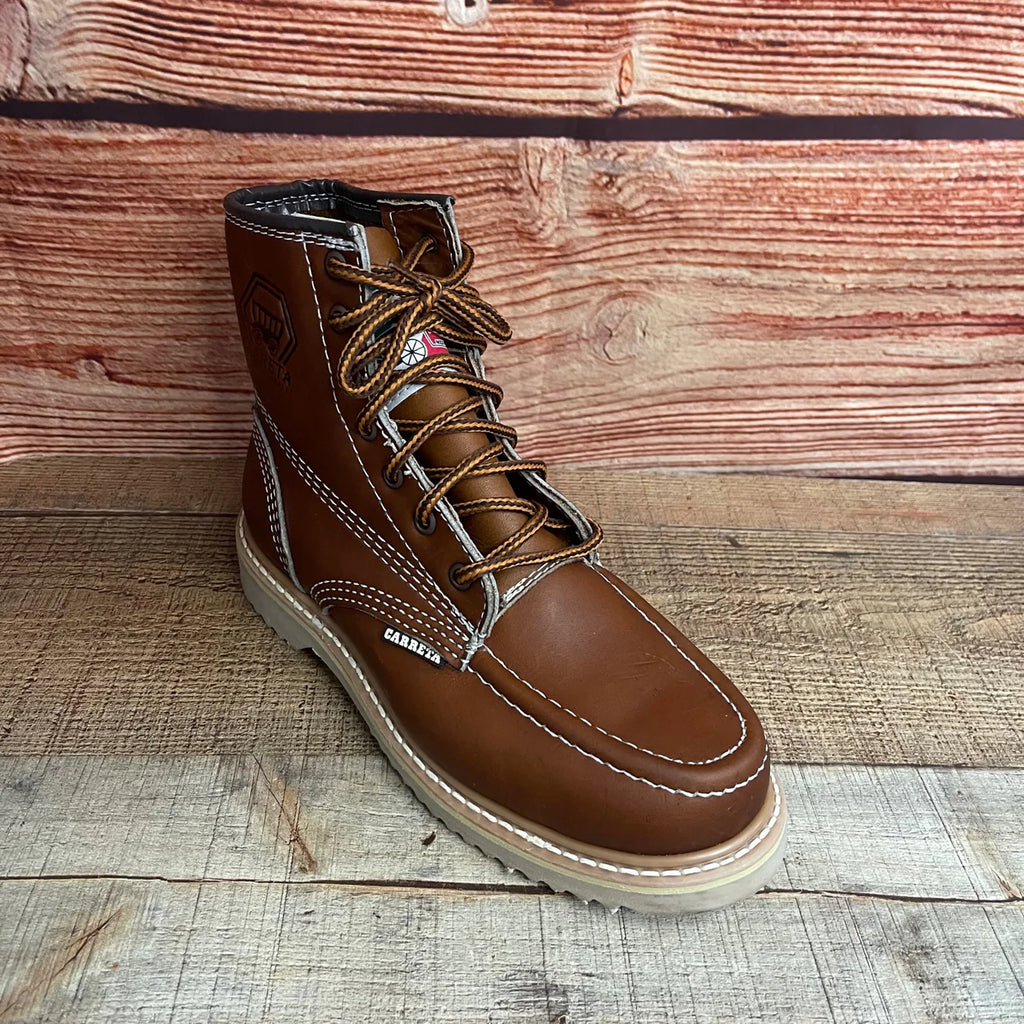 Men's Work Boots Genuine Leather Oil Water Resistant Strong and Light Weight Soles Est. 250 Gold Brazon Sole