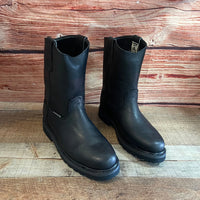 Men's Durable Truck Sole Round Toe Work Pull On Oil Resistant Leather Boots Est. 310 Black