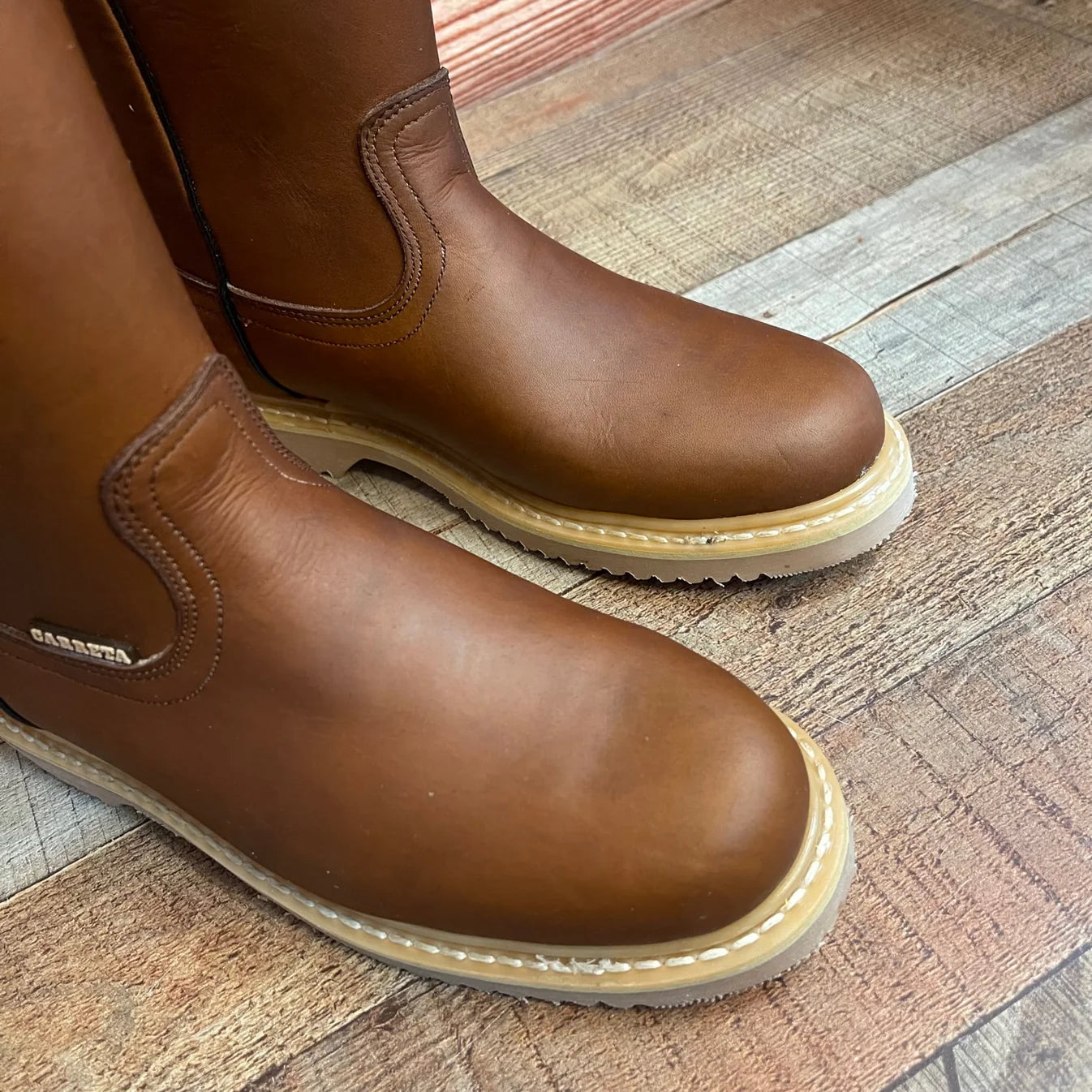 Women's Work Boots Pull On Leather Oil Water Resistant Round Toe Est. 305