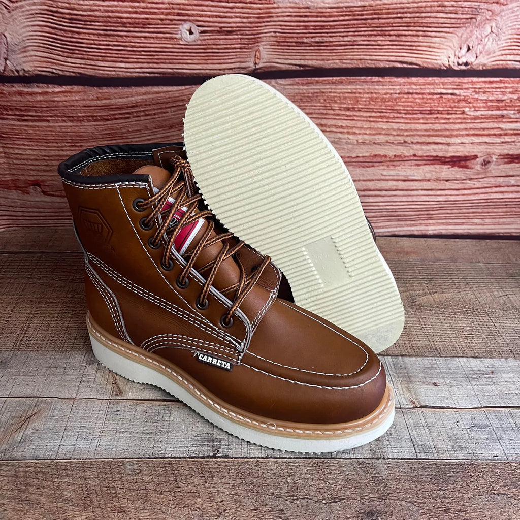 Men's Work Boots Genuine Leather Oil Water Resistant Strong and Light Weight Soles Est. 250 Gold