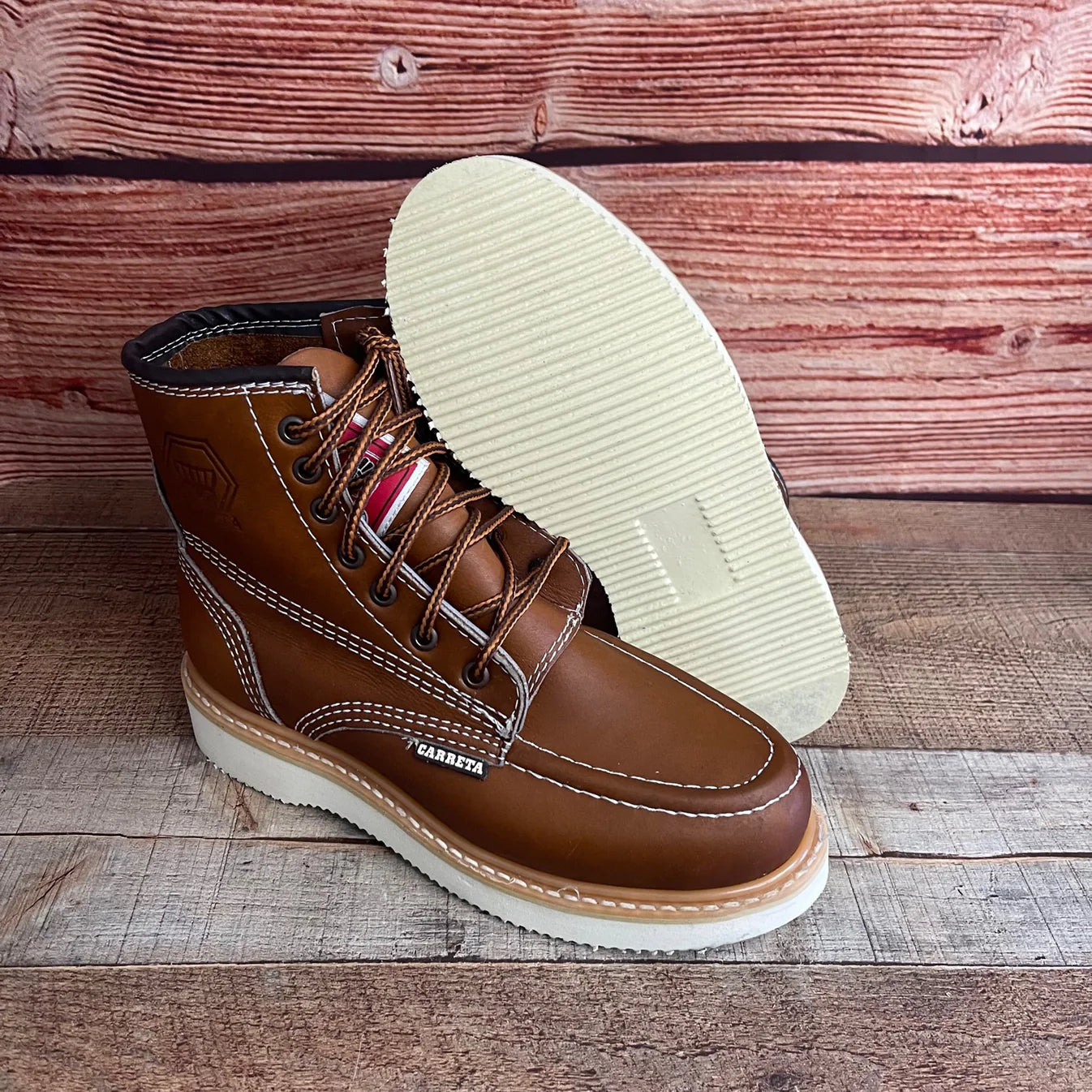 Men's Work Boots Genuine Leather Oil Water Resistant Strong and Light Weight Soles Est. 250 Gold