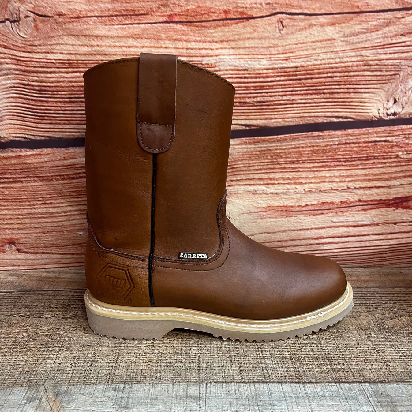 Women's Work Boots Pull On Leather Oil Water Resistant Round Toe Est. 305