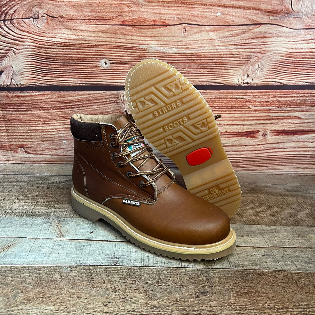 Men's Light Leather Oil-Water Resistant Work Boots Lace Up Smooth Toe Est. 202