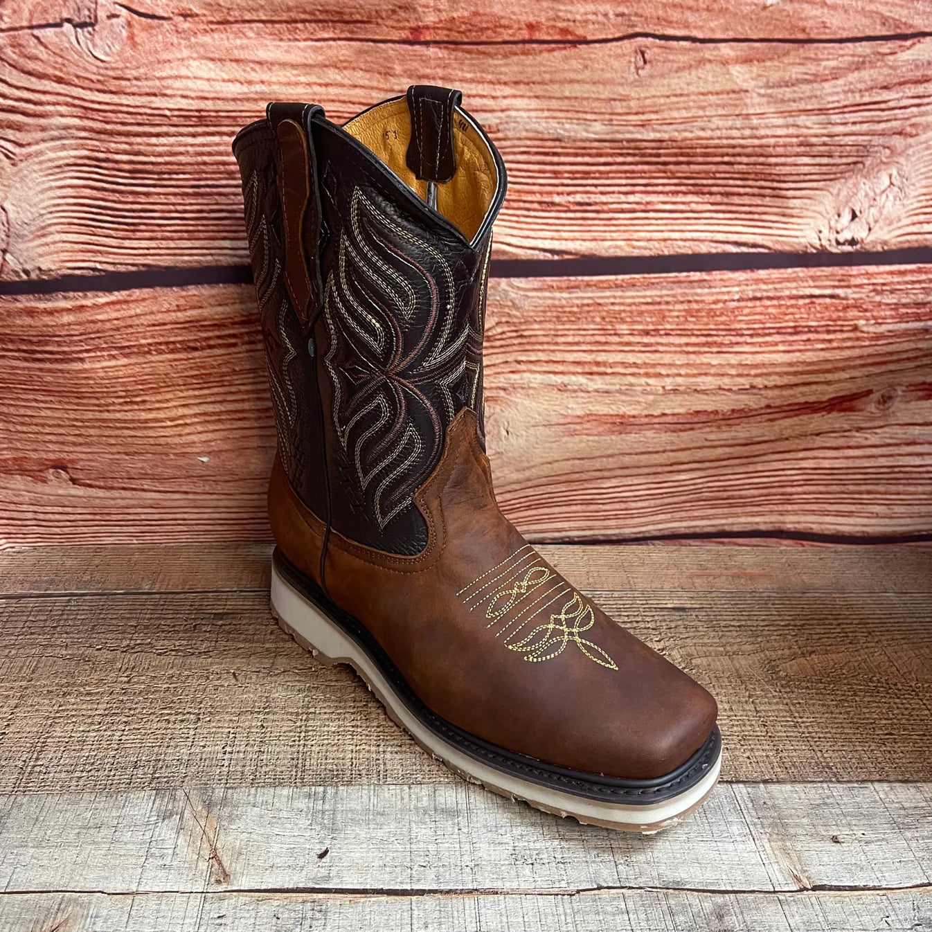 Men's Best Work Ruper Rodeo Boots Genuine Leather Oil Water Resistant Est. 698 Caoba