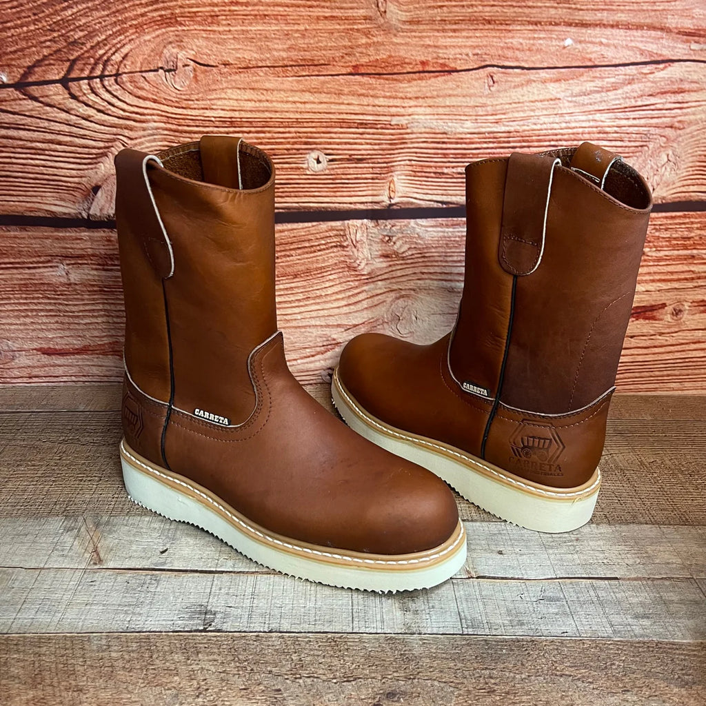 Men's Leather Light Weight Steel Toe Pull on Work Boots Est. 415