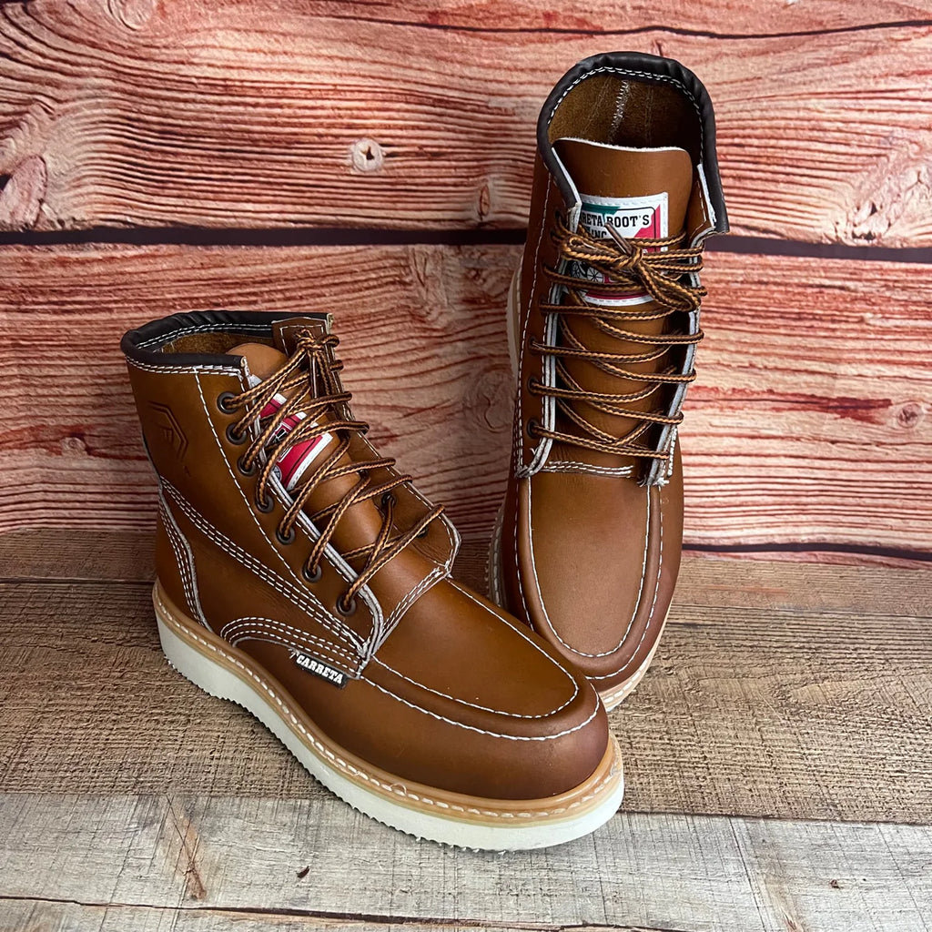Men's Work Boots Genuine Leather Oil Water Resistant Strong and Light Weight Soles Est. 250 Gold