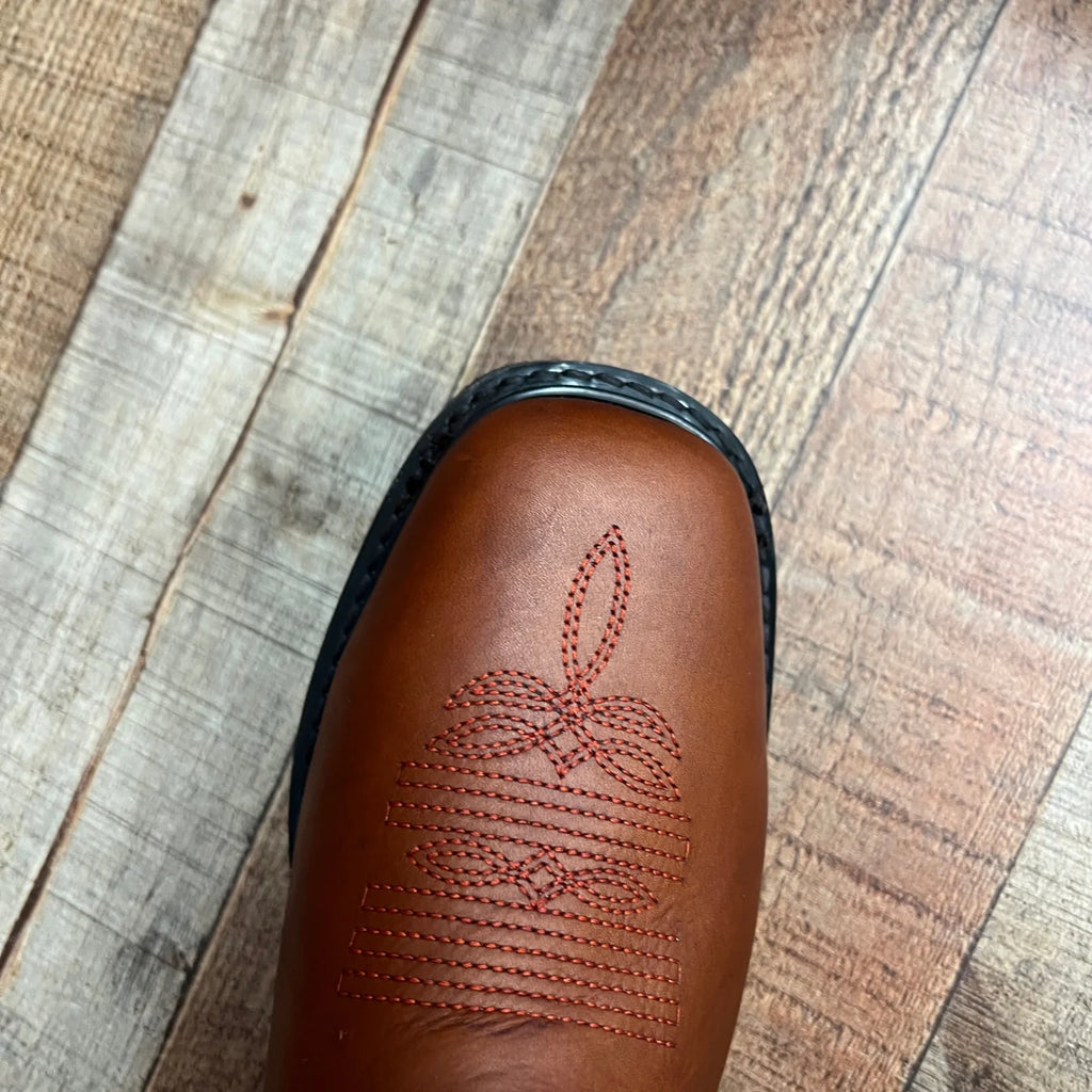 Men's Mexico Flag Leather Square Toe Cowboy Work Boot Est. 975