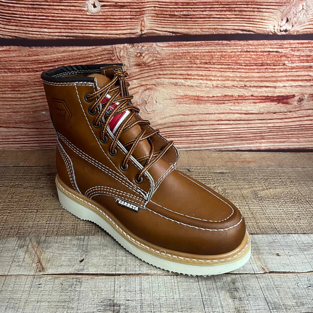 Men's Work Boots Genuine Leather Oil Water Resistant Strong and Light Weight Soles Est. 250 Gold