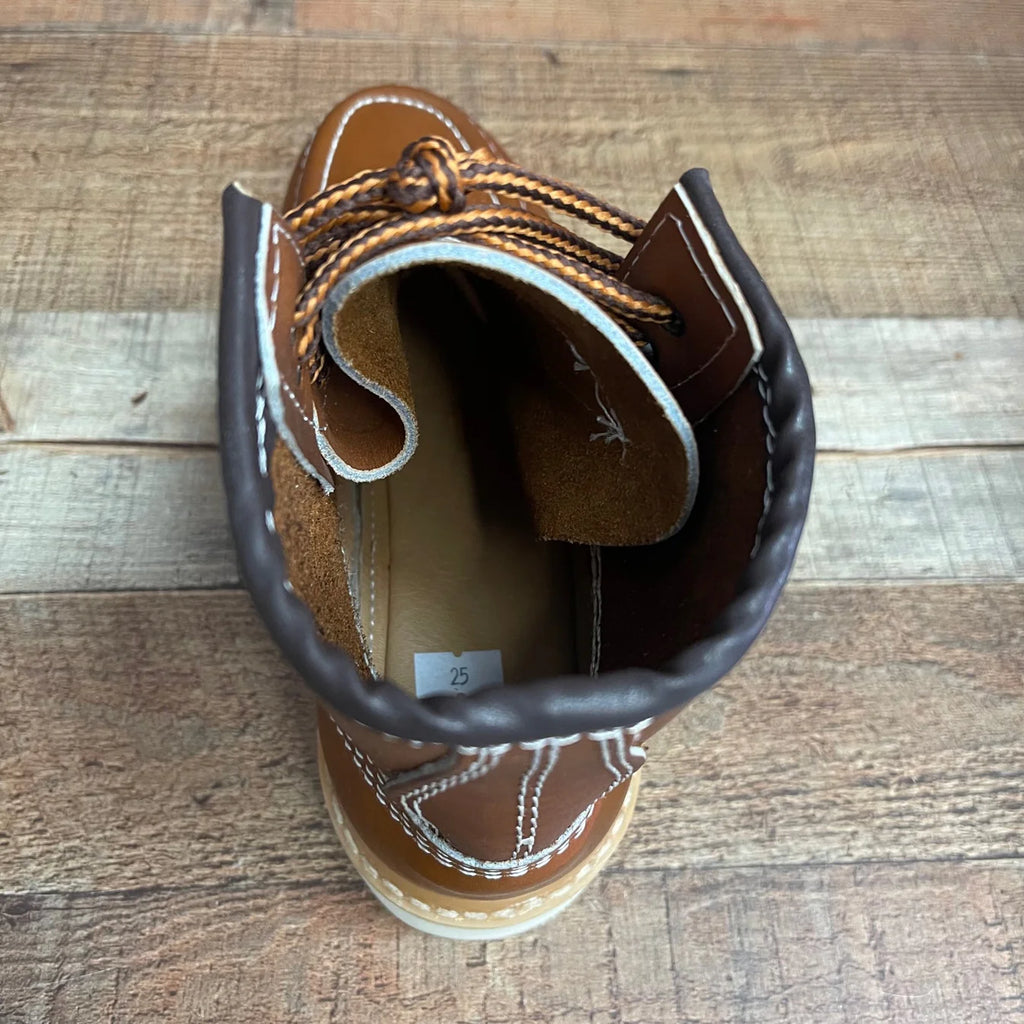 Men's Work Boots Genuine Leather Oil Water Resistant Strong and Light Weight Soles Est. 250 Gold