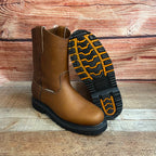 Men's Work Pull-On Steel Toe Leather Boots Truck Durable Sole Est. 410 Tan