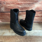 Men's Work Pull-On Steel Toe Leather Boots Truck Durable Sole Est. 410 Black