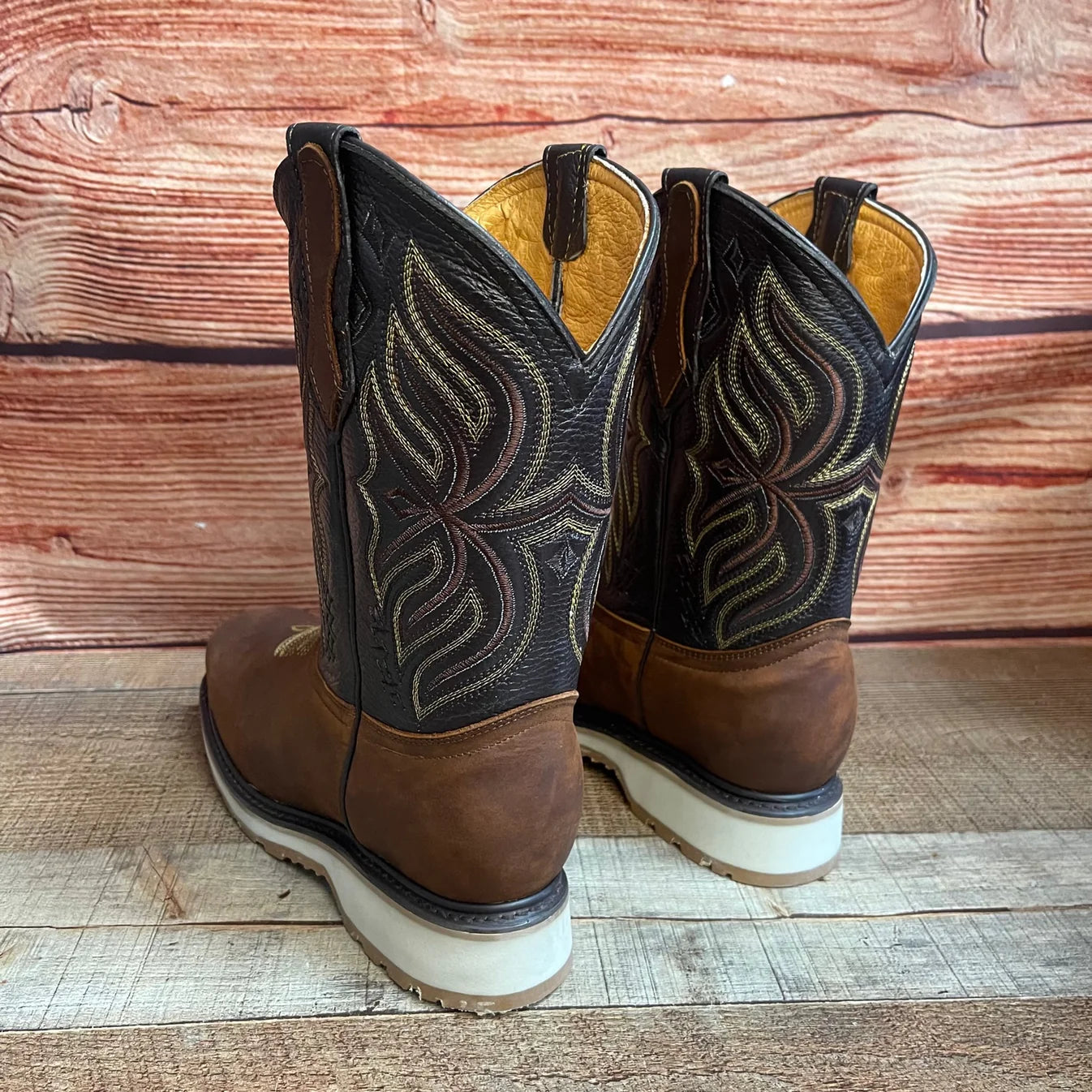 Men's Best Work Ruper Rodeo Boots Genuine Leather Oil Water Resistant Est. 698 Caoba