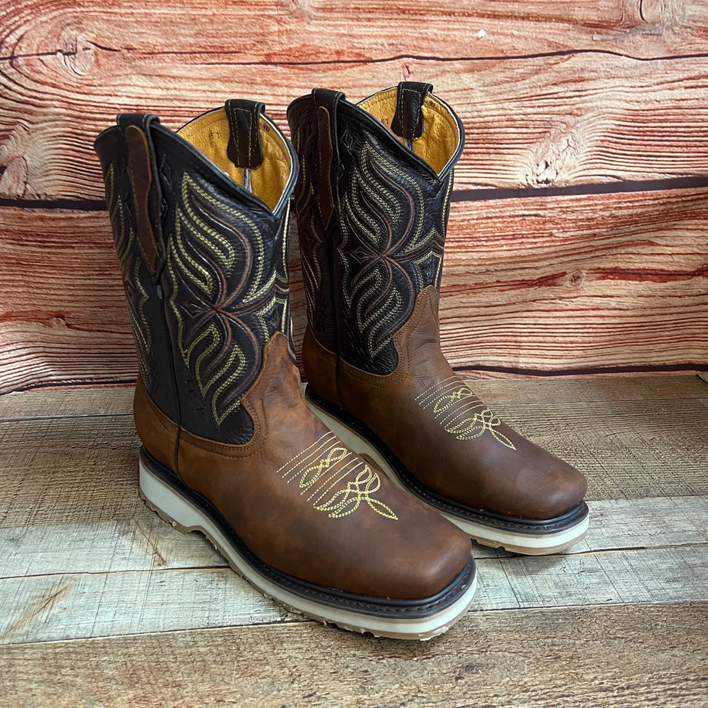 Men's Best Work Ruper Rodeo Boots Genuine Leather Oil Water Resistant Est. 698 Caoba