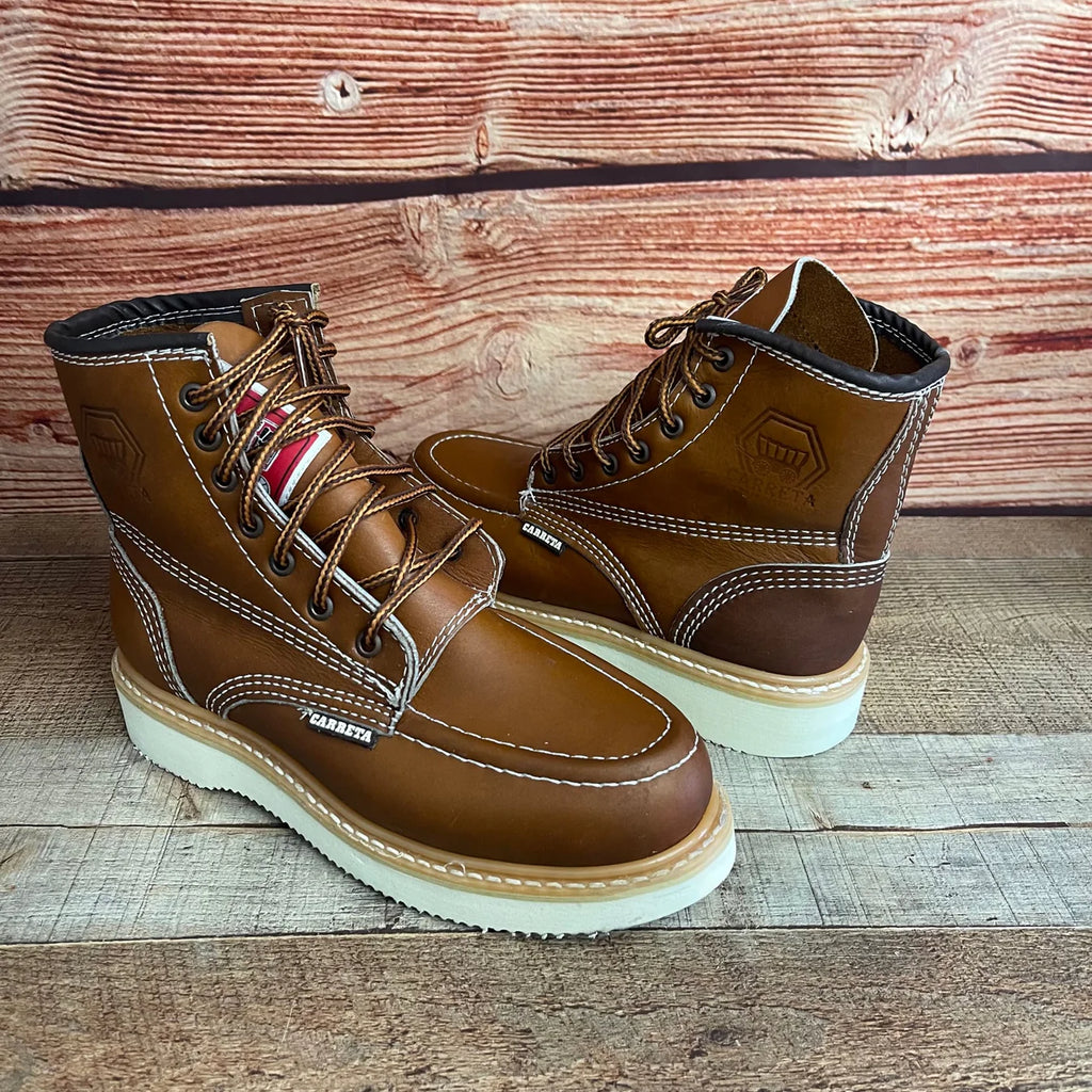 Men's Work Boots Genuine Leather Oil Water Resistant Strong and Light Weight Soles Est. 250 Gold