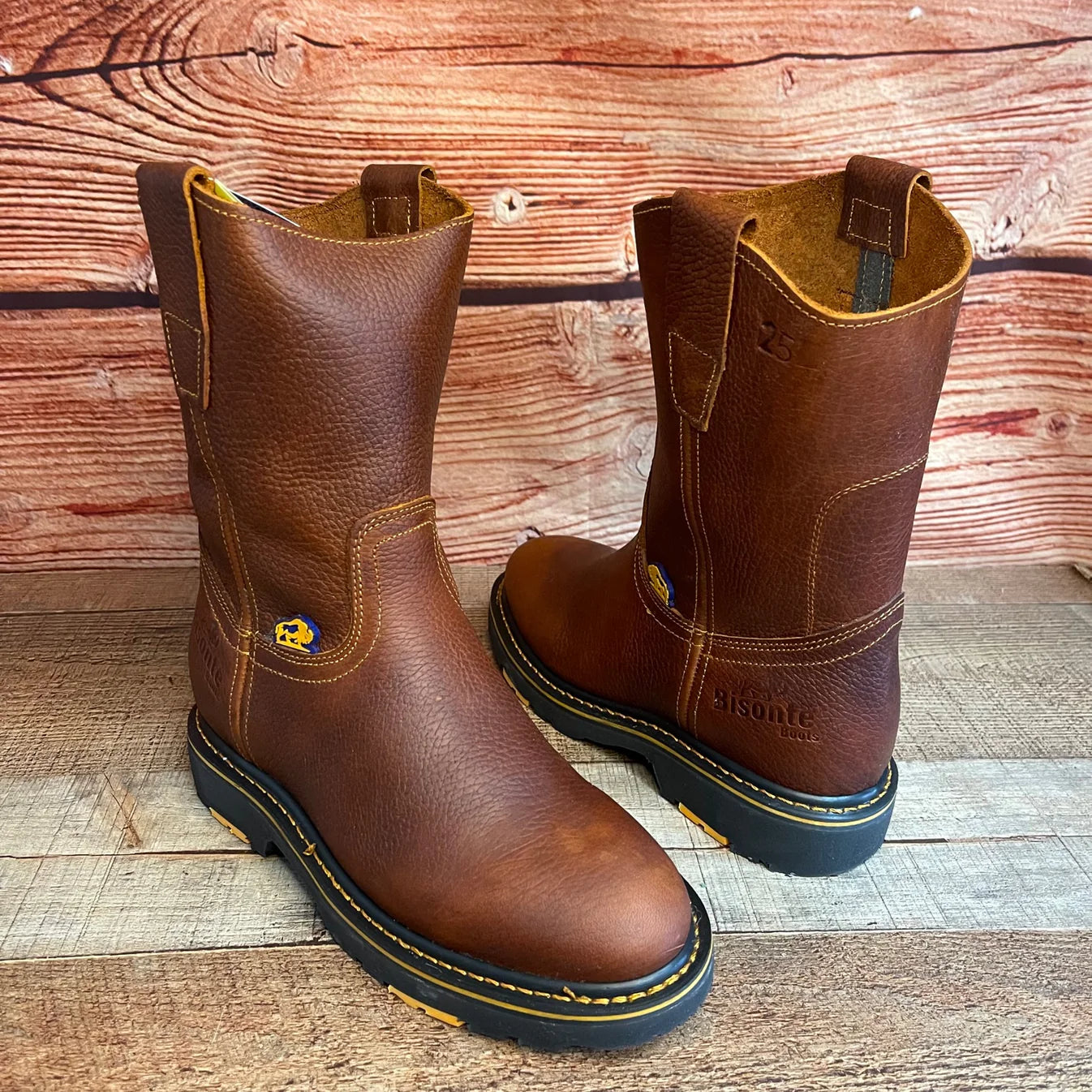 Men's Western Rodeo Work Boots Pull On Leather Oil Water Resistant Est. B23
