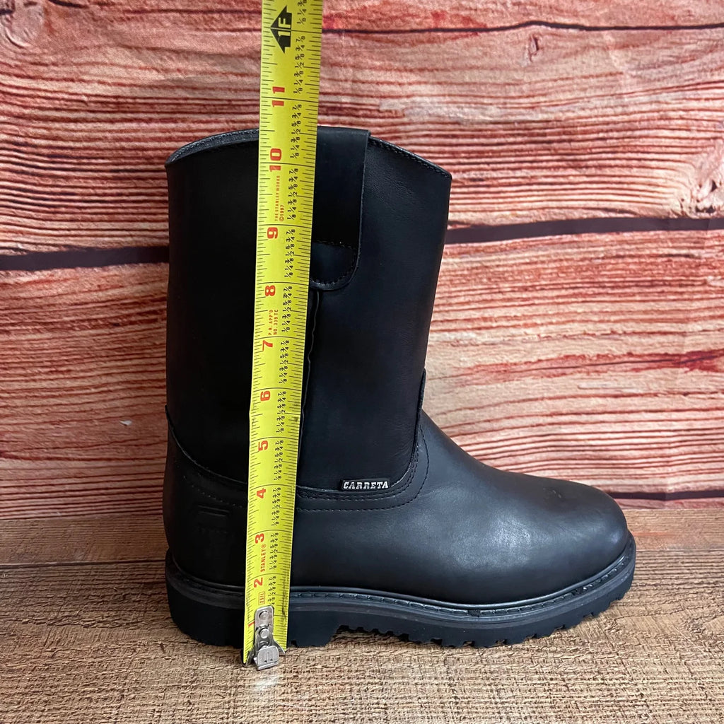 Men's Work Pull-On Steel Toe Leather Boots Truck Durable Sole Est. 410 Black