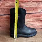 Men's Work Pull-On Steel Toe Leather Boots Truck Durable Sole Est. 410 Black