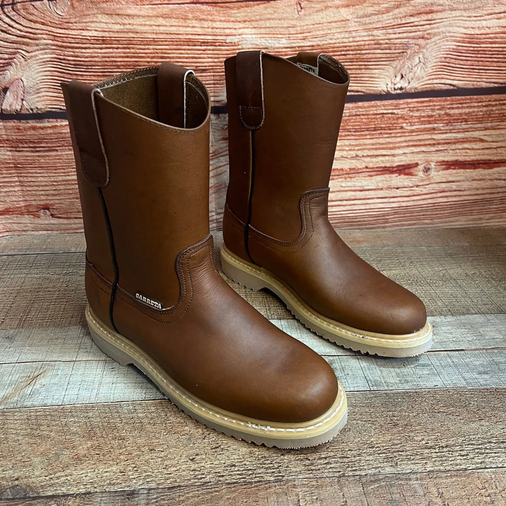 Men's Work Boots Light Pull On Genuine Leather Oil/Water Resistant Round Toe Est. 305
