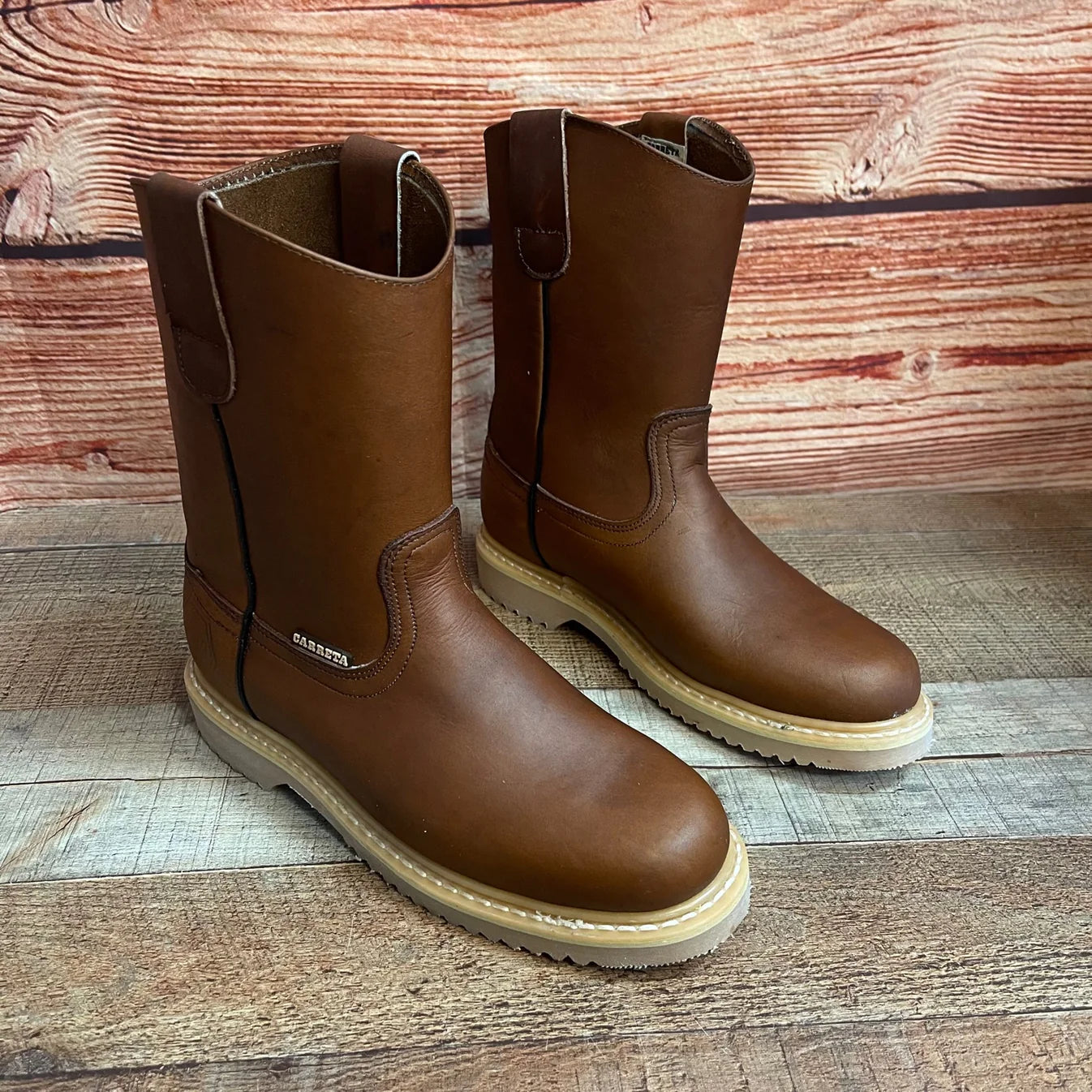 Women's Work Boots Pull On Leather Oil Water Resistant Round Toe Est. 305