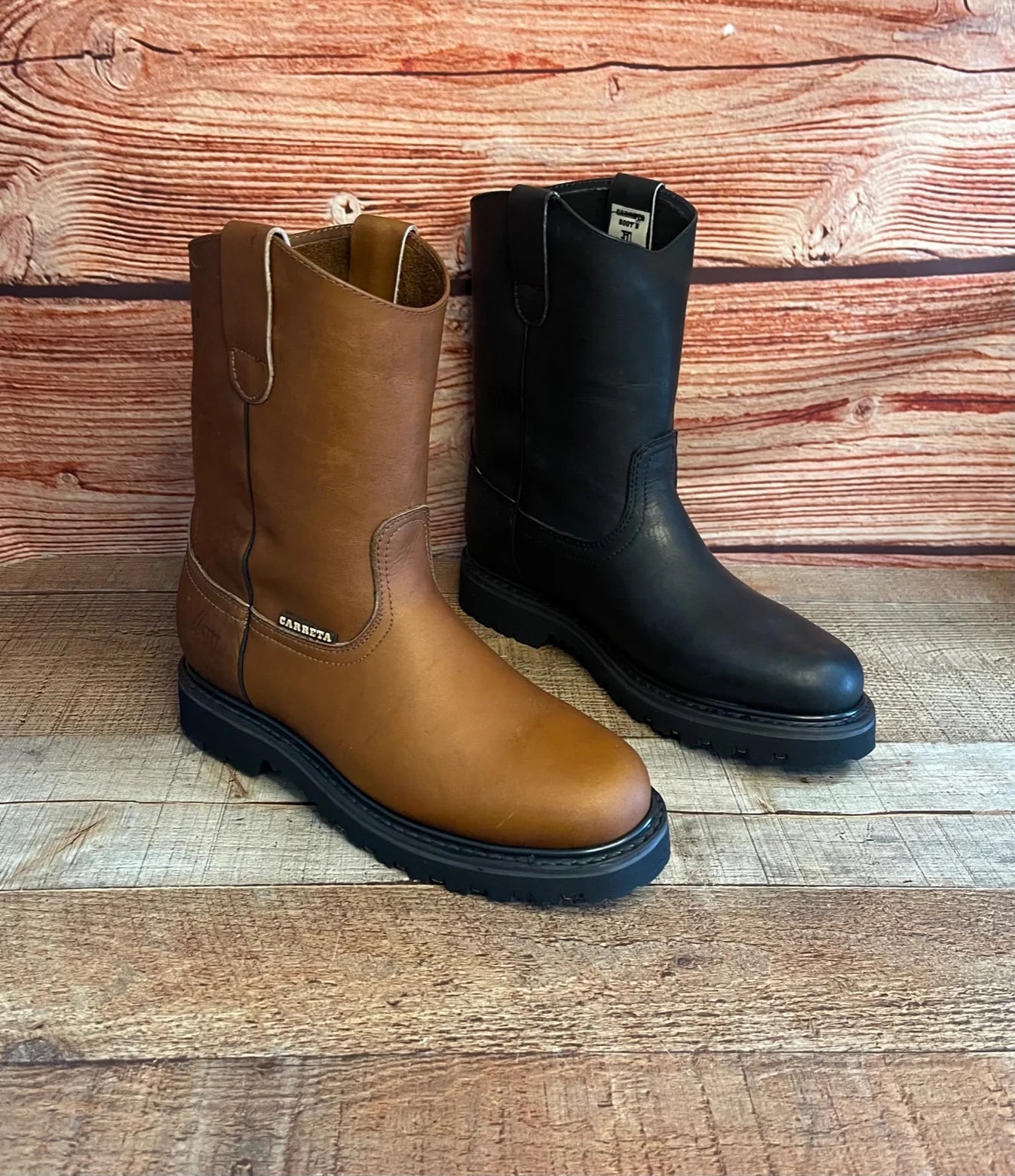 Men's Durable Truck Sole Round Toe Work Pull On Oil Resistant Leather Boots Est. 310 Gold