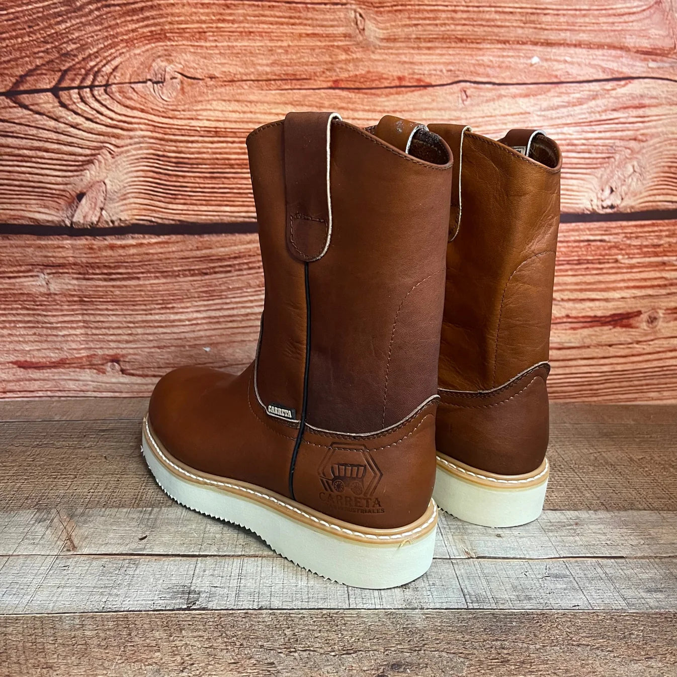 Men's Leather Light Weight Steel Toe Pull on Work Boots Est. 415