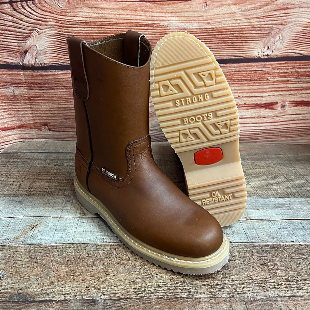 Men's Work Boots Light Pull On Genuine Leather Oil/Water Resistant Round Toe Est. 305