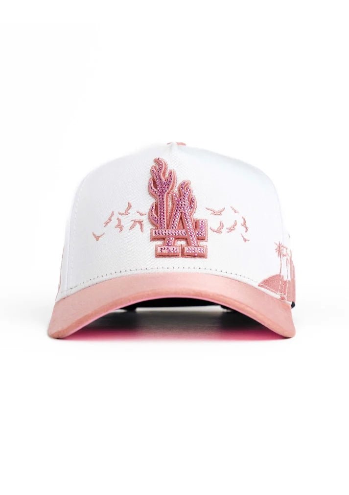 Big Boss La Flamas Embroidered Western Ball Cap - PINK (White) - OriginalWestern.com