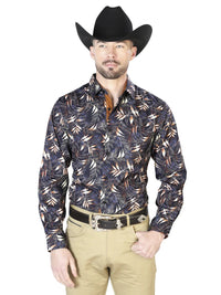 Black And Gold Casual Long Sleeve Shirt 43691 - OriginalWestern.com