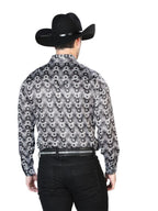El General - Casual Long Sleeve Shirt- Black And Gray 43939