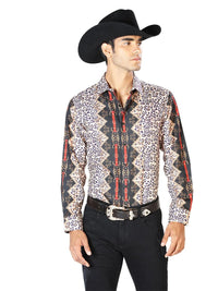 Black And Leopard Casual Long Sleeve Shirt 43557 - OriginalWestern.com