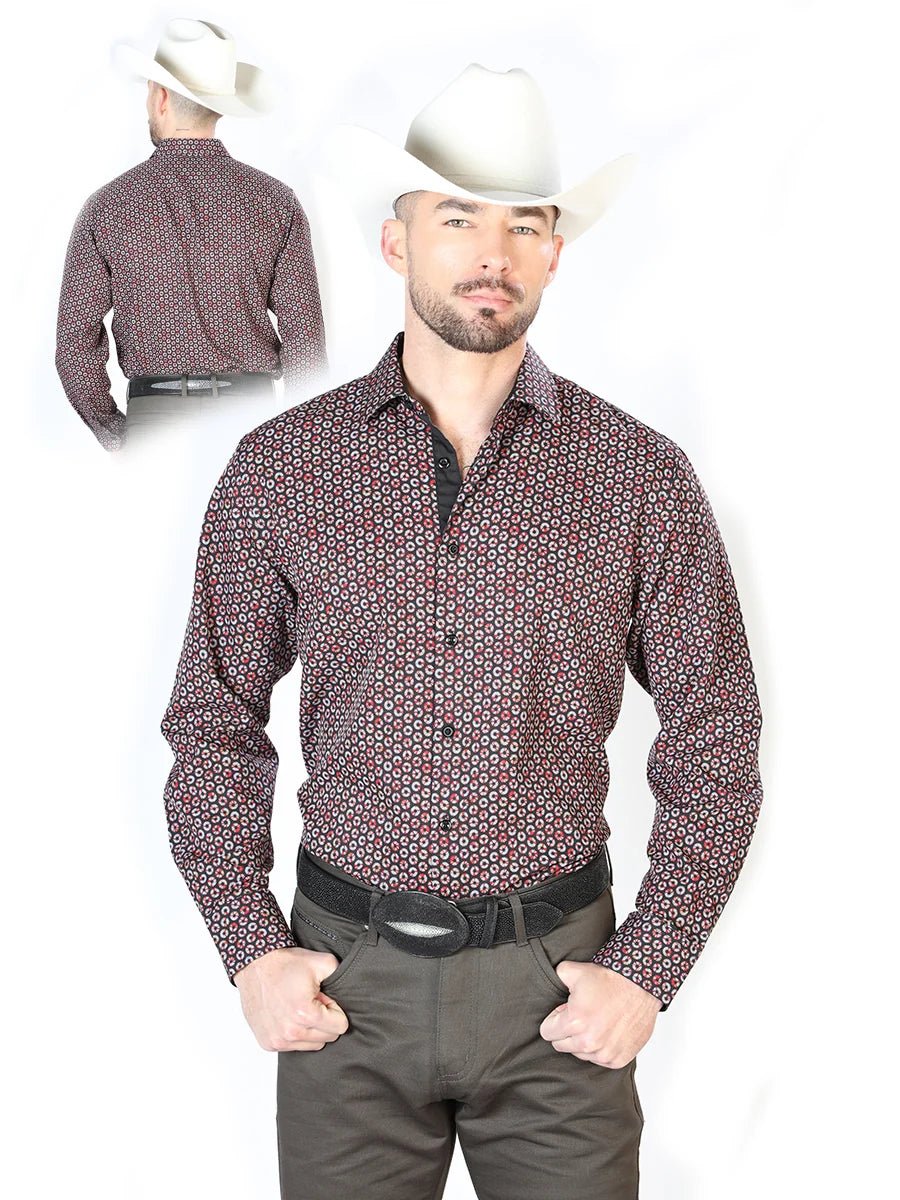 Black And Red Long Sleeve Shirt 126270 - OriginalWestern.com