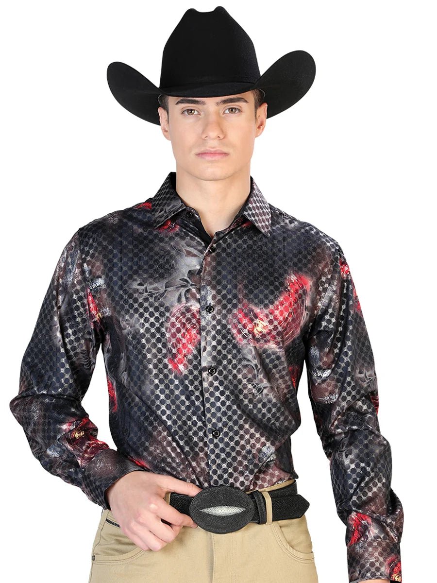 Black Casual Long Slee Shirt 43858 - OriginalWestern.com