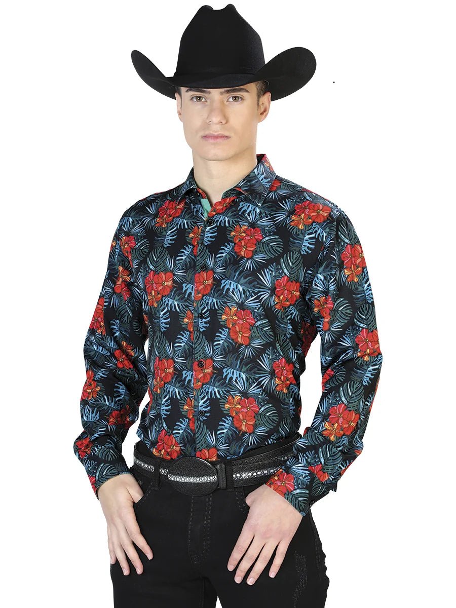 Black Casual Long Sleeve Shirt 126276 - OriginalWestern.com