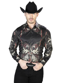 Black Casual Long Sleeve Shirt 43669 - OriginalWestern.com
