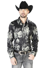 Black Casual Long Sleeve Shirt 43679 - OriginalWestern.com