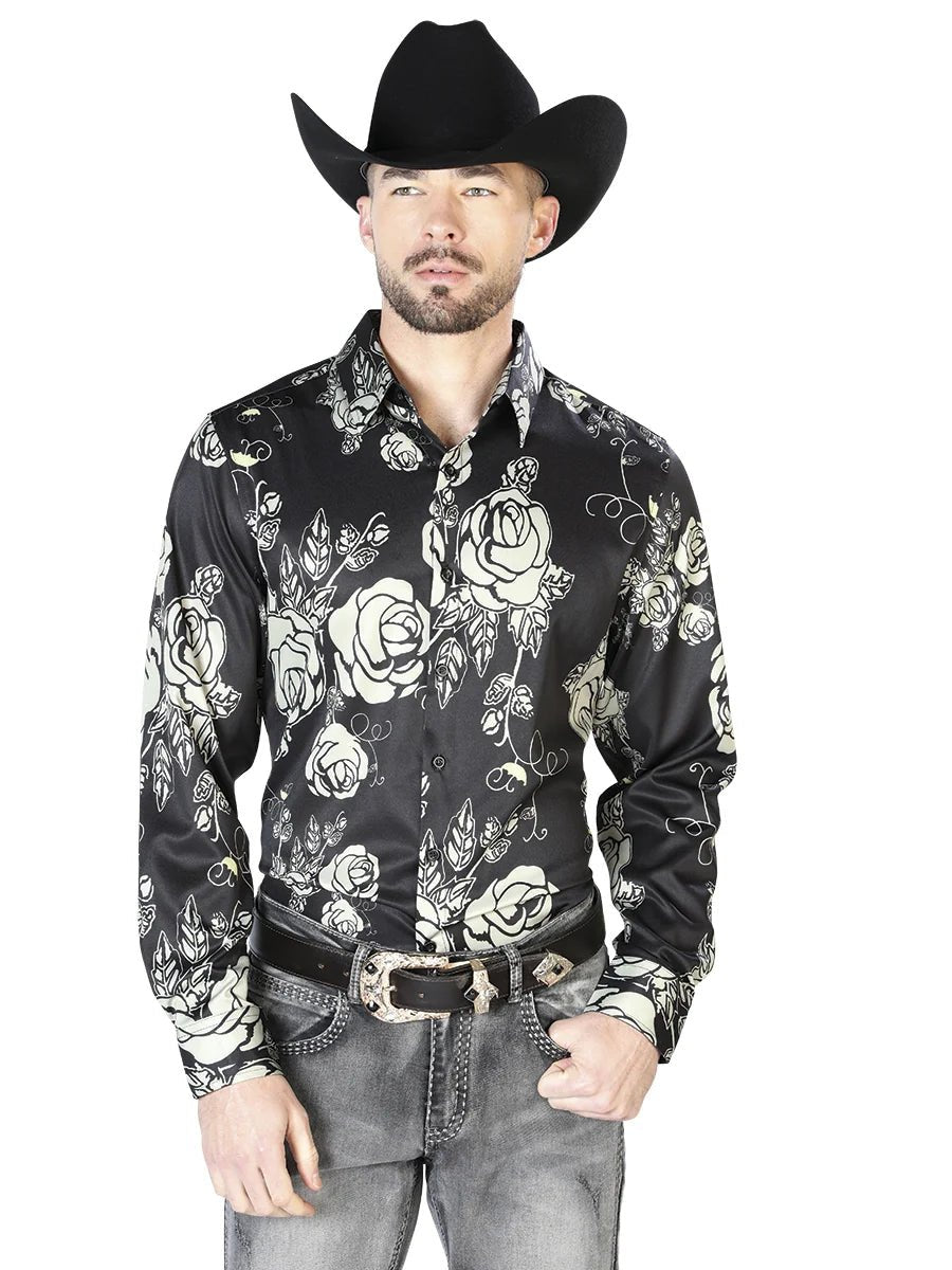Black Casual Long Sleeve Shirt 43679 - OriginalWestern.com